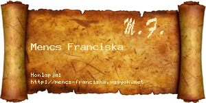 Mencs Franciska névjegykártya